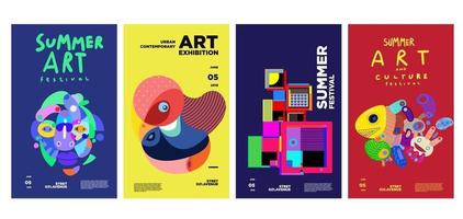 exposición de arte y cultura de verano diseño de carteles coloridos