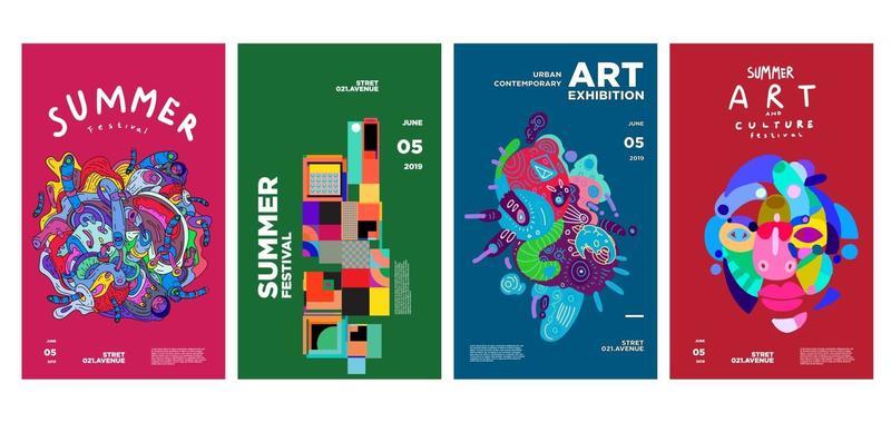 Summer art and culture exhibition colorful poster design