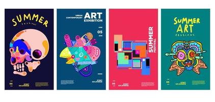 Summer art and culture exhibition colorful poster design vector