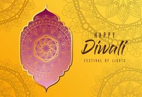 Happy Diwali card with arabesque mandala background vector