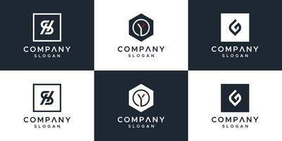 Monogram set logo design vector