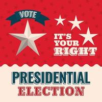 Vote its your right with star and ribbon vector design
