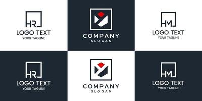 Set of creative monogram logo design vector