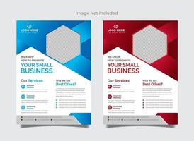 Vector Blue and Red Flyer Template For Corporate Office