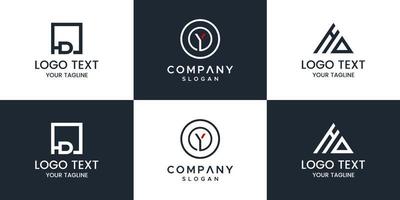 Set of creative monogram logo design vector