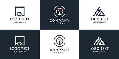 conjunto de diseño de logotipo de monograma creativo vector