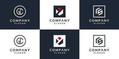 Set of creative monogram logo design vector