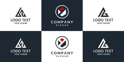 Monogram set logo design template. vector