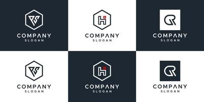 Set of creative monogram logo design vector