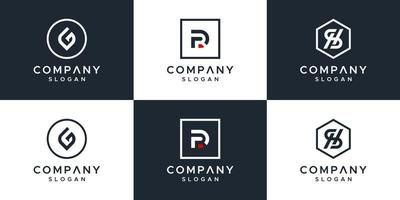 Monogram set logo design template. vector