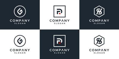 Monogram set logo design template. vector