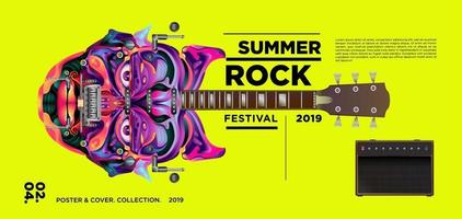 Summer rock music festival banner vector