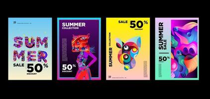 Summer music and fashion sale discount promotion banner template vector