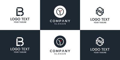 Monogram set logo design template. vector