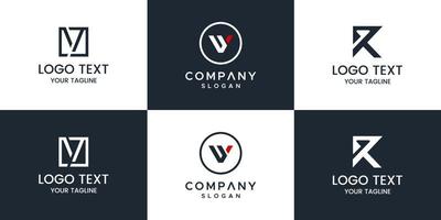 Monogram set logo design template. vector