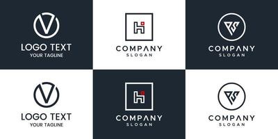 Monogram set logo design template. vector