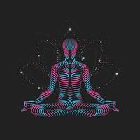 abstract meditating man in yoga lotus pose vector