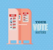 cabina de votación con su voto importa diseño vectorial de texto