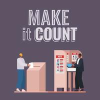 men voting with make it count text vector design