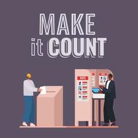 men voting with make it count text vector design