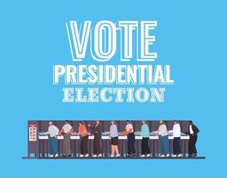 men on the voting booth with vote presidential election text vector design