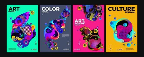 Vector colorful abstract gradient fluid and liquid Poster