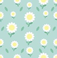 White daisy flower seamless pattern on background vector