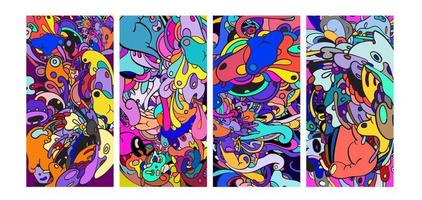 Vector colorful abstract cartoon doodle background banner