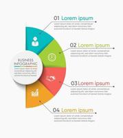 Plantilla de círculo infográfico con 4 opciones. vector