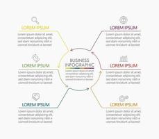 Circle Thin line Arrow Infographic Template With 6 Options. vector