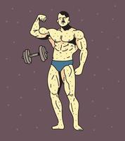 muscle man doodle . muscle man drawing vector