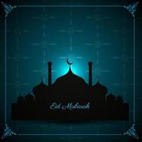 beautiful mosque scene eid mubarak background vector