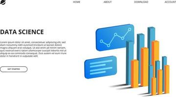 3D isometric perspective illustration of bar chart and statistic for business presentation and data analysis vector