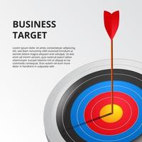 Successful archery single arrow on 3D target board. business goal achievement illustration concept. vector