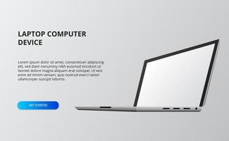 computer laptop display mockup product. 3d device isometric for landing page vector