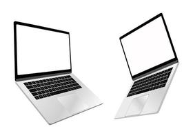 Vector realistic Laptop computer mockup. Laptop computer frame with blank display isolated