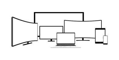 3d realistic collection of different screens. Widescreen TV, empty LCD display isolated vector