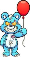 Evil bear with balloon vector