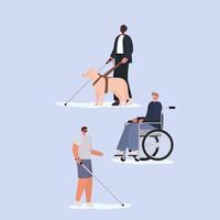 disability men set vector