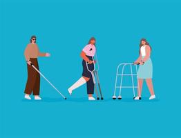 Women with disabilities set vector