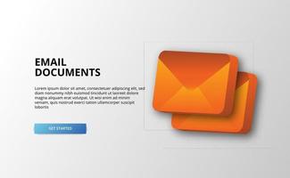 3d email documents illustration for business vector