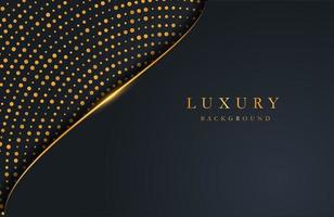 Luxury elegant background with gold circle element and dots particle on dark surface. Business presentation layout vector