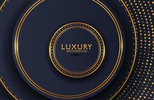 Luxury elegant background with gold circle element and dots particle on dark surface. Business presentation layout vector