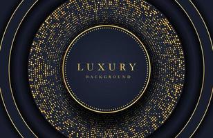 Luxury elegant background with gold circle element and dots particle on dark surface. Business presentation layout vector