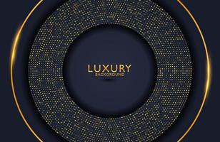 Luxury elegant background with gold circle element and dots particle on dark surface. Business presentation layout vector