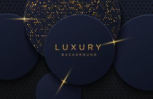 Luxury elegant background with shiny gold dotted pattern isolated on black. Abstract realistic papercut background. Elegant Cover template vector