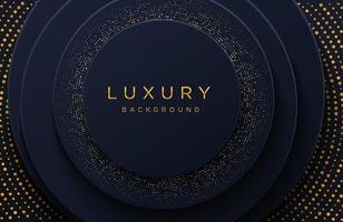 Luxury elegant background with shiny gold dotted pattern isolated on black. Abstract realistic papercut background. Elegant Cover template vector