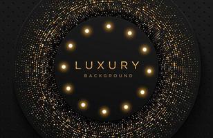 Luxury elegant background with shiny gold dotted pattern and light bulb isolated on black. Abstract realistic papercut background. Elegant template vector