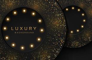 Luxury elegant background with shiny gold dotted pattern and light bulb isolated on black. Abstract realistic papercut background. Elegant template vector