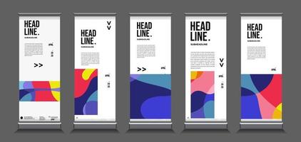 Vector colorful geometric and curve roll up banner